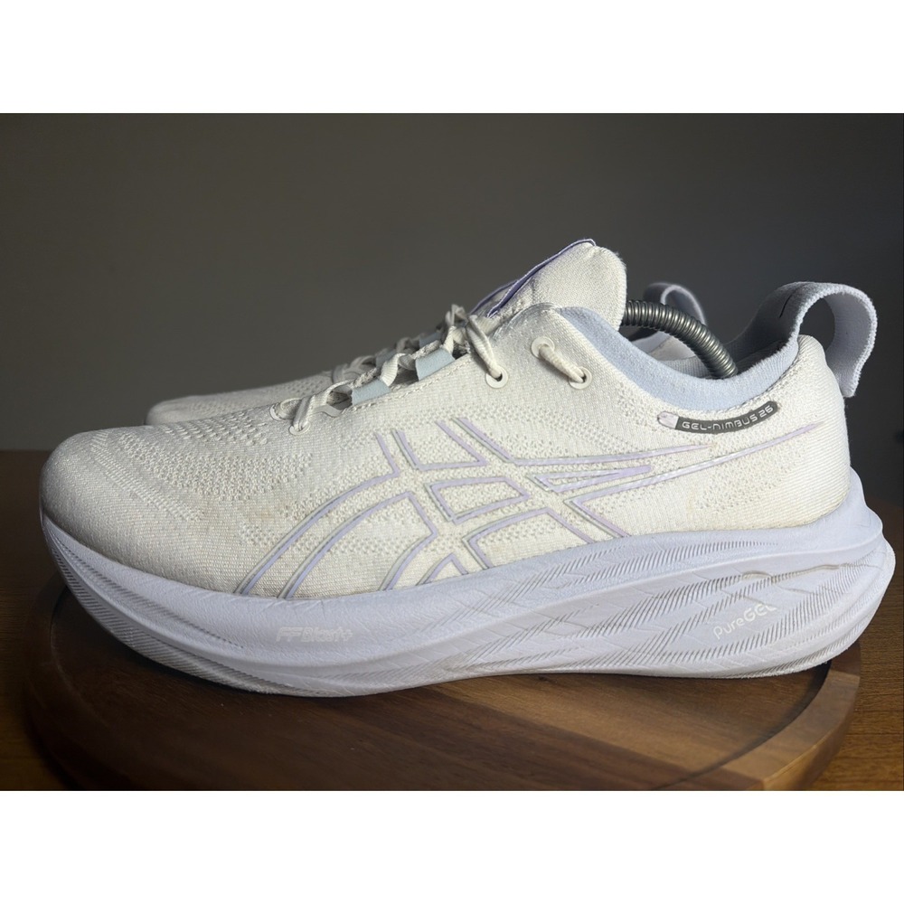 Asics Gel-Nimbus 26 Womens Size 12 Running Shoes White Lavender 1012B601 Sneaker